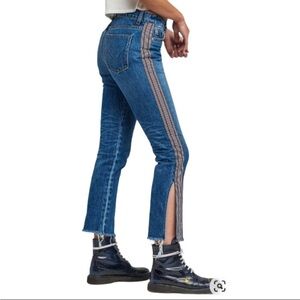 HUDSON Riley Luxe Crop button fly denim jeans with raw hem side stripes size 27